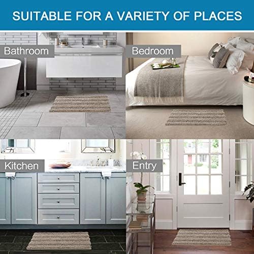 Non Slip Thick Shaggy Chenille Bathroom Rug Mat Set Extra Soft and Absorbent Striped Floor Rugs, 2 Piece, Machine-Washable - Image 6