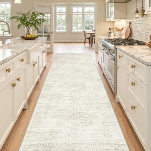 2'6 x 10' Runner Rug Non Slip,Washable Kitchen Rugs,Beige - Image 3