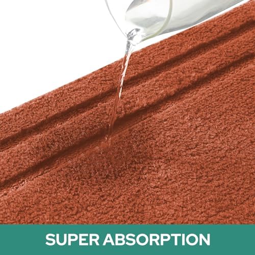HOMEIDEAS Fall Bathroom Rugs Set of 3, Non Slip Bath Mats, Burnt Orange - Image 4