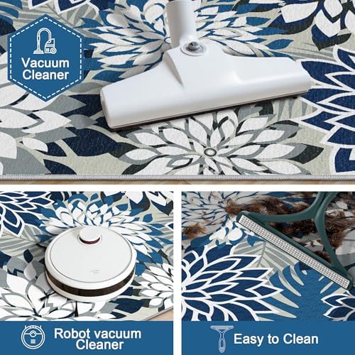 Outdoor Rug Waterproof, Washable Patio Runner Rug for Deck, 2x6, Blue - Image 3