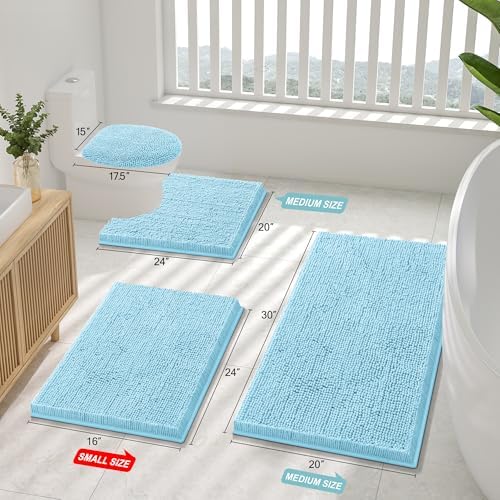 Smiry Bathroom Rugs 47X20, Luxury Chenille Extra Soft Absorbent Bath Mat - Image 3
