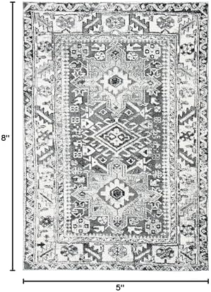 SAFAVIEH Vintage Hamadan Collection Area Rug - 5'3" x 7'6", Grey & Ivory, Traditional Persian Design, Non-Shedding & Easy to Clean, Ideal for Living Room, Bedroom, Dining Space (VTH211G) - Image 2