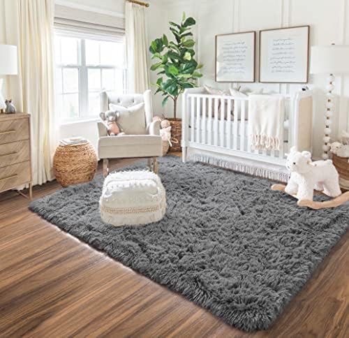 PAGISOFE Soft Kids Room Nursery Rug Bedroom Living Room Carpet 2' x 3', Fuzzy Rugs for Kids Baby, Soft Rugs for Nursery, Dorm Shag Rugs for Girls Boys, Carpet for Dorm Room, Gray - Image 6