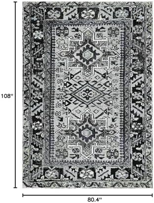SAFAVIEH Vintage Hamadan Area Rug 6'7"x9', Light Grey & Dark Grey VTH211F - Image 2