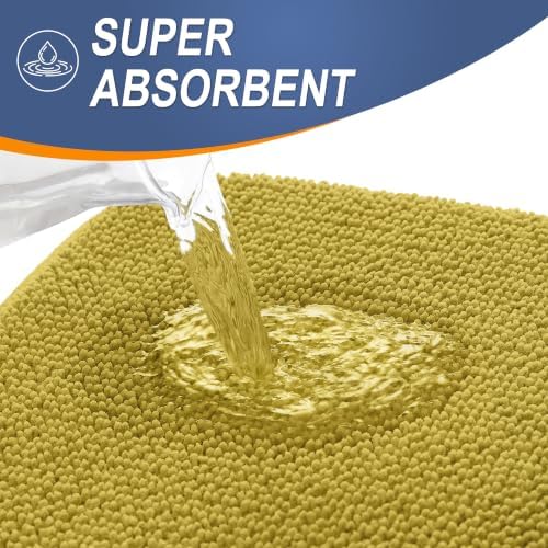 OLANLY Memory Foam Bathroom Rugs 30x20, Absorbent Bath Mat, Deep Mustard - Image 3