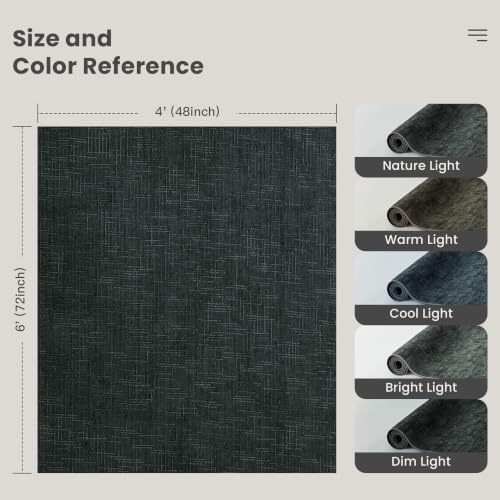 Valenrug 4x6 Area Rug, High-Low Pile Black Washable Rug for Bedroom Black - Image 2