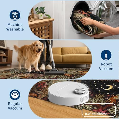 GarveeHome Round Area Rugs 6ft for Bedroom, Brown Jungle Washable Circle Rug Soft Non Slip Forest Animal Print Floor Mat Tiger Carpet Indoor Thin Rug for Bedroom Dining Room Playroom Nursery - Image 6