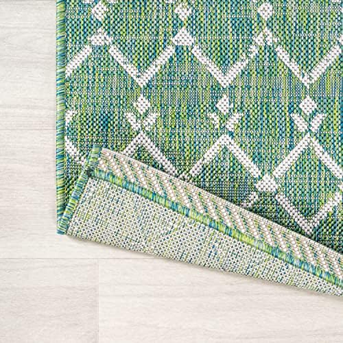 JONATHAN Y Moroccan Geometric Indoor Outdoor Round Area Rug 5 Ft Green/Cream, Ourika Textured Weave for Backyard, Patio, Porch, Easy-Cleaning, High Traffic, Pet-Friendly, Non-Shedding (SMB108L-5R) - Image 3