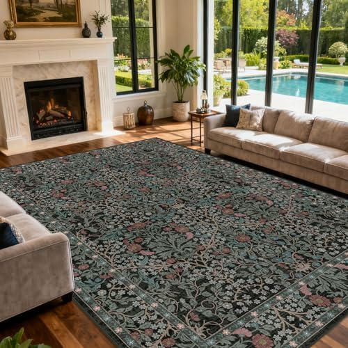 Area Rug for Living Room 10x12 Washable Soft Carpet (Dark Green) by Unknown