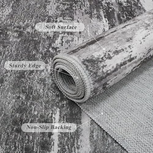 3x15 Runner Rug for Hallway Washbale - Modern Abstract Stain Resistant Kitchen Rugs with Non Slip Backing Soft Entryway Living Room Carpet Indoor Lightweight Home Decor Floor Thin Mat 3x15 Black - Image 6