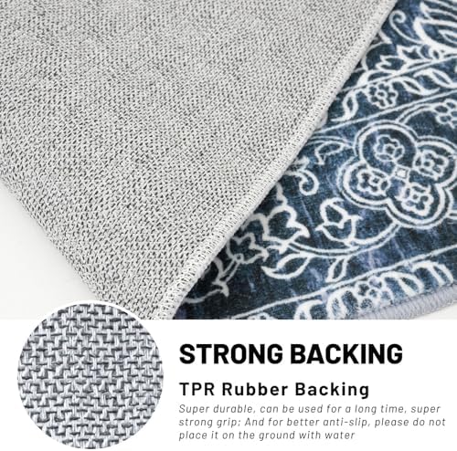 KUTA Washable Kitchen Runner 3x8 Washable 8 ft Navy Blue Runners - Image 6