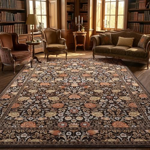GarveeHome Dark Brown Floral Washable 2x3 Rug for Entryway Small Door Mat - Image 4