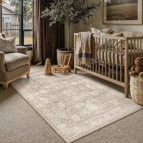 HUGEAR Area Rugs 4x6 Beige Vintage Rug for Living Room - Image 2