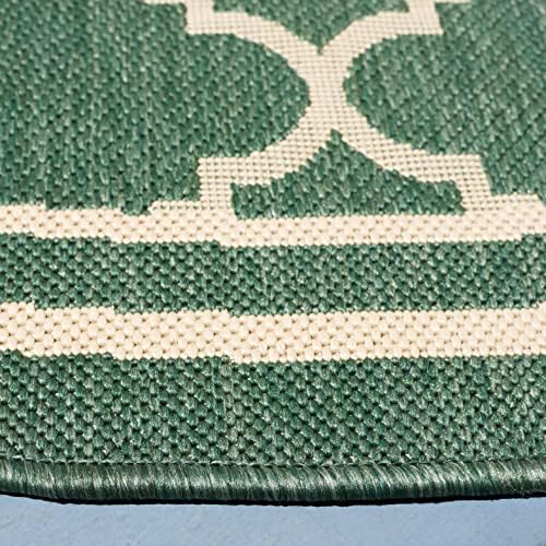 SAFAVIEH Courtyard Outdoor Round Rug 6'7", Dark Green & Beige CY6918-322 - Image 3