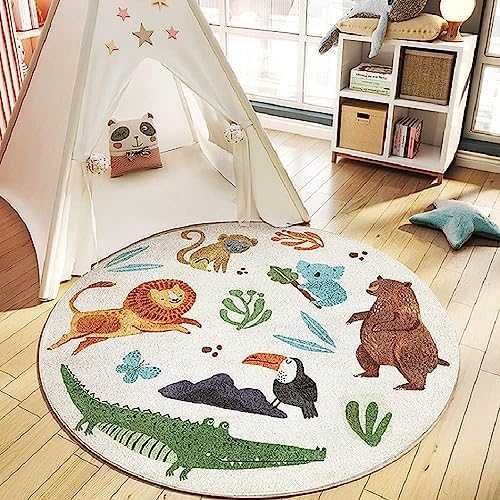 Poowe Kids Play Mat Round Area Rug Non Slip for Classroom Bedroom (Round 47.2") by Poowe