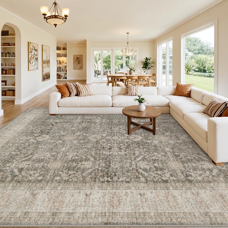 10x12 Area Rugs Living Room: Bedroom Washable Carpet Warm Taupe by Luxturiy