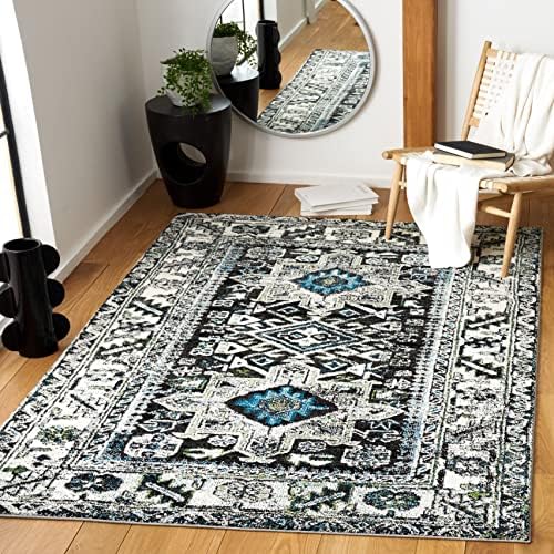 SAFAVIEH Vintage Hamadan Area Rug 5'3"x7'6", Red & Light Blue VTH211Q - Image 5