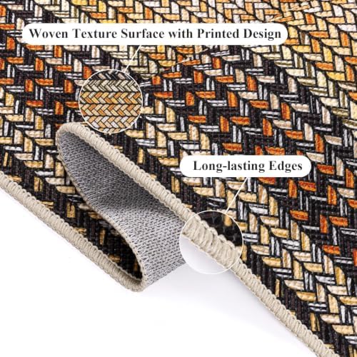 HEBE Faux Jute Kitchen Rugs Set of 3, Washable Kitchen Mats for Floor - Image 3