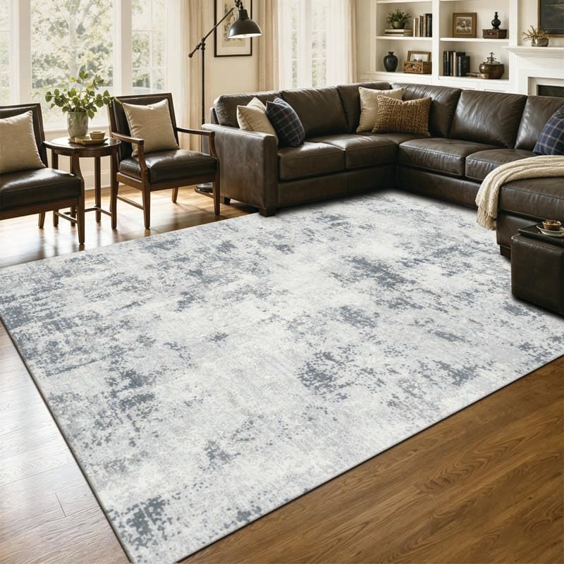 Ivory Navy Distressed 5x7 ft Ivory Navy Area Rug for Living Room Bedroom by Unknown