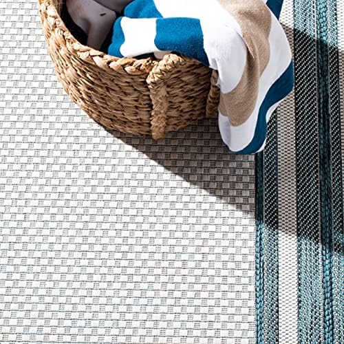 SAFAVIEH Courtyard Outdoor Area Rug 4'x5'7", Ivory & Teal CY8475-53512 - Image 5