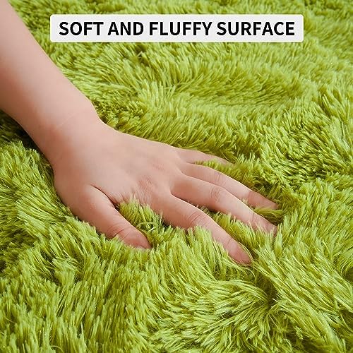 Tepook 5x8 Fluffy Grass Green Rugs for Living Room Bedroom - Image 6