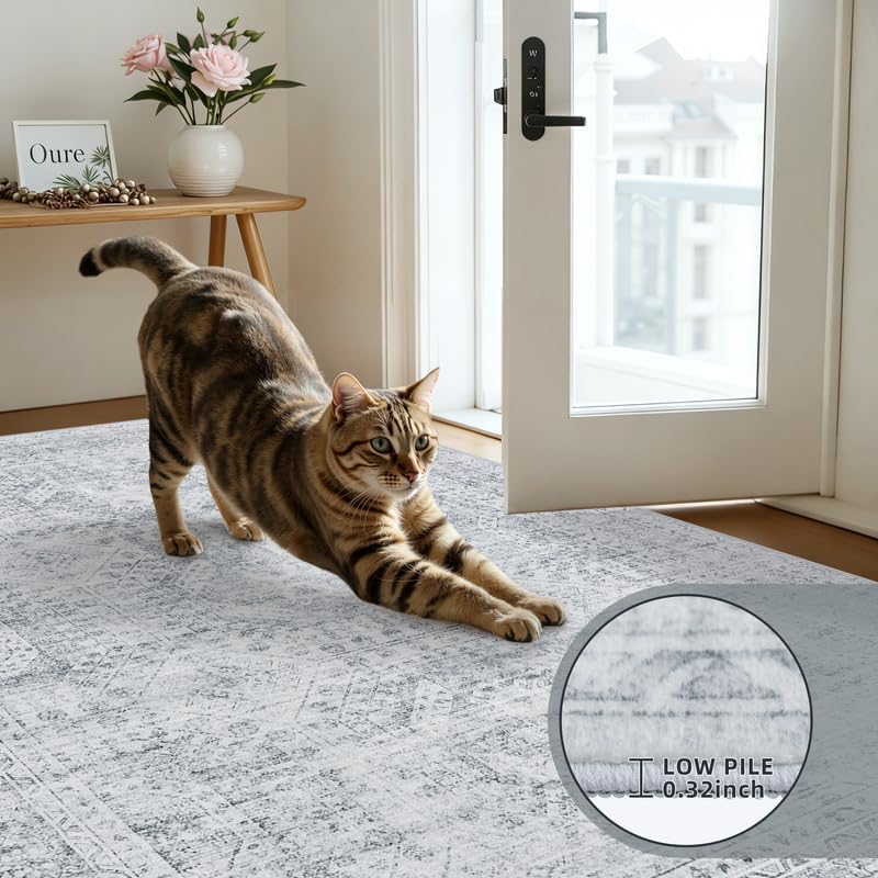 2'6''x8' Hallway Washable Runner Rug: Neutral Kitchen Carpet Gray - Image 5