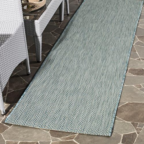 SAFAVIEH Courtyard Outdoor Runner Rug 2'3"x16', Aqua & Grey CY8022-37121 - Image 7