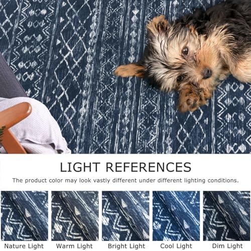 KUTA Extra Long Runner Rug for Hallway 2.6x20ft Navy Blue Boho Washable - Image 4
