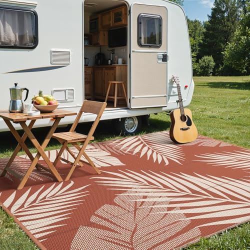 GENIMO Outdoor Rug, Waterproof Plastic Rugs for Patio, 8'x10' Brick Red - Image 3