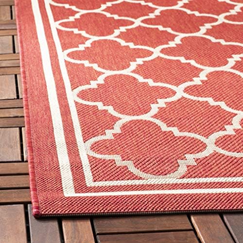 SAFAVIEH Washable Rug Outdoor Courtyard Collection - 4' x 5'7", Red & Bone, Non-Shedding & Easy Cleaning, Ideal for Patio, Backyard, Mudroom (CY6918-248) - Image 3