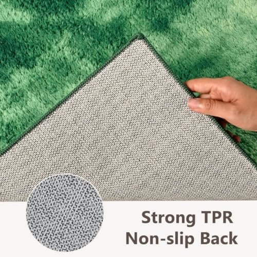 2x8 Tie-dye Green Runner Rug Washable Non-Slip for Kitchen Hallway Bathroom - Image 5