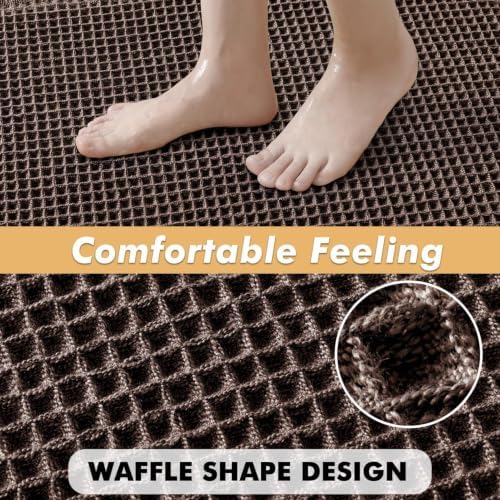 MIULEE Set of 2 Waffle Bathroom Rugs Boho Bath Mat Chocolate 18x30 Inch - Image 5
