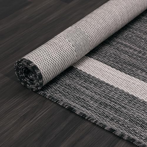 Luul Home Bordered Outdoor Rug 5x7 Washable Outside Carpet for Indoor Patio Porch Waterproof Easy Cleaning Non Shedding Area Rugs Gray 5 x 7 - Image 6