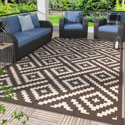 GENIMO Outdoor Rug, Waterproof Plastic Rugs for Patio, 5'x8' Coffee Beige by GENIMO