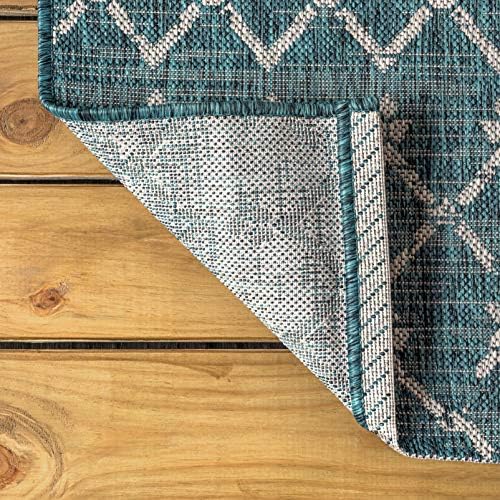 JONATHAN Y Moroccan Geometric Indoor Outdoor Area Rug 6X9 Teal/Gray, Ourika Textured Weave for Backyard, Patio, Porch, Easy-Cleaning, High Traffic, Pet-Friendly, Non-Shedding (SMB108C-6) - Image 5