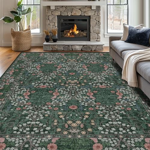 9x12 Washable Area Rugs for Living Room Soft Carpet (Green) - Image 3