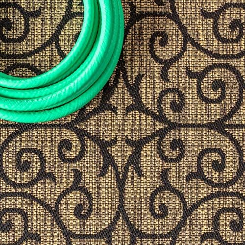 JONATHAN Y Vintage Filigree Indoor Outdoor Square Area Rug 5X5 Black/Khaki, Madrid Textured Weave for Backyard, Patio, Porch, Easy-Cleaning, High Traffic, Pet-Friendly, Non-Shedding (SMB107A-5SQ) - Image 4