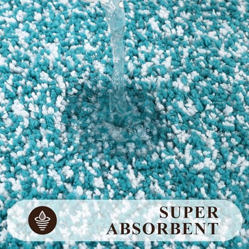 Pauwer Bathroom Rug Sets 3 Piece, Non Slip Washable Bath Mat, Aqua Blue - Image 4