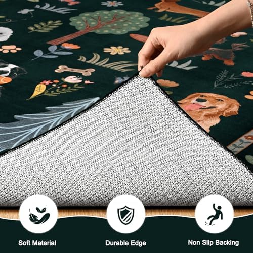 ST. BRIDGE 8x10 Black Living Room Rug, Washable Large Area Rug with Non Slip Backing, Soft Stain Resistant Dog Rugs, Low Pile Animal Indoor Carpet for Kids Room Bedroom Dining Room Home Office - Image 3