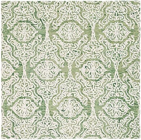 SAFAVIEH Blossom Collection Area Rug - 6' Square, Green & Ivory, Handmade Wool, Ideal for High Traffic Areas in Living Room, Bedroom (BLM112Y) - Image 3