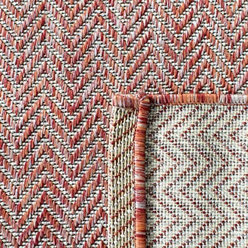 SAFAVIEH Outdoor Runner Rug 2'3"x16' - Courtyard Collection - Coastal Design, Red & Beige, Durable & Easy Cleaning, Ideal for Patio, Entryway, Mudroom, Backyard (CY8022-36521) - Image 5