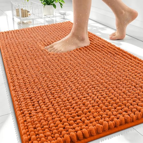 OLANLY Thick Chenille Bathroom Rugs 30x20, Soft Absorbent Bath Mat, Clay by OLANLY