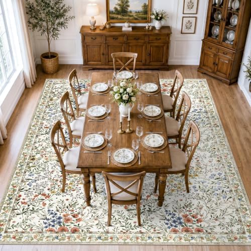Area Rugs 10x14 Living Room: Machine Washable Rug - Soft Carpet for Bedroom - Waterproof Stain Resistant Vintage Distressed Area Rug (10'x14',Beige) - Image 4
