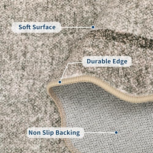 GarveeHome Scalloped Washable Rug 6x9 Rugs for Living Room Non Slip Brown - Image 3