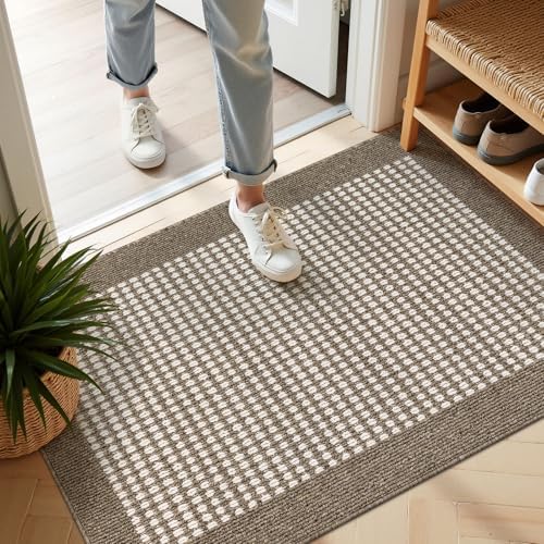 Ileading Indoor Door Mat, Absorbent Muddy Mats for Dogs, Low-Profile Entrance Welcome Mat with Non-Slip Rubber Backing, Washable Runner Carpet for Hallway,Entryway,Kitchen(Brown 32x48in) by Ileading