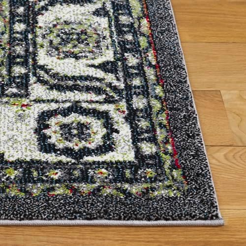 SAFAVIEH Vintage Hamadan Collection Area Rug - 6'7" Square, Dark Grey & Ivory, Traditional Persian Design, Non-Shedding & Easy to Clean, Ideal for Living Room, Bedroom, Dining Space (VTH214M) - Image 5