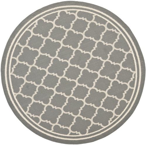SAFAVIEH Washable Rug Outdoor Courtyard Collection - 7'10" Round, Anthracite & Beige, Non-Shedding & Easy Cleaning, Ideal for Patio, Backyard, Mudroom (CY6918-246) - Image 2