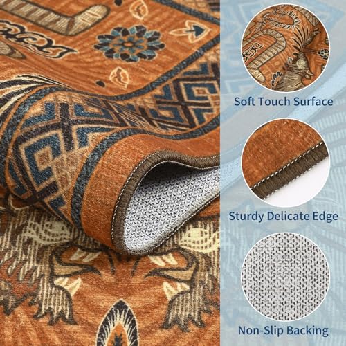 GarveeHome Tiger 8x10 Area Rugs Boho Washable Vintage Non Slip Living Room - Image 4