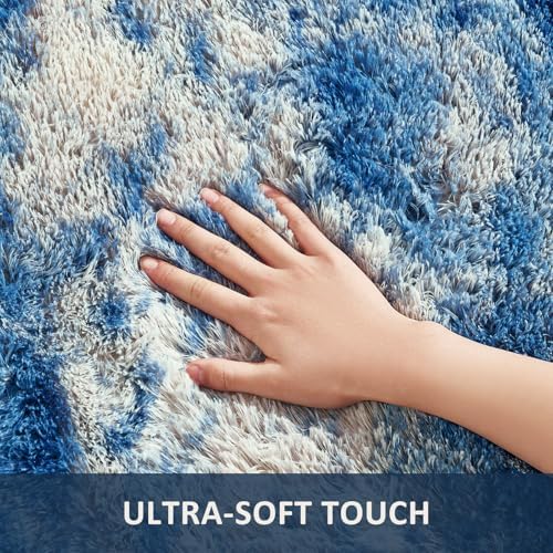 Ophanie Area Rugs for Bedroom Living Room,Color Blue/White/Grey,Size 6' x 9',Shape Rectangular - Image 2