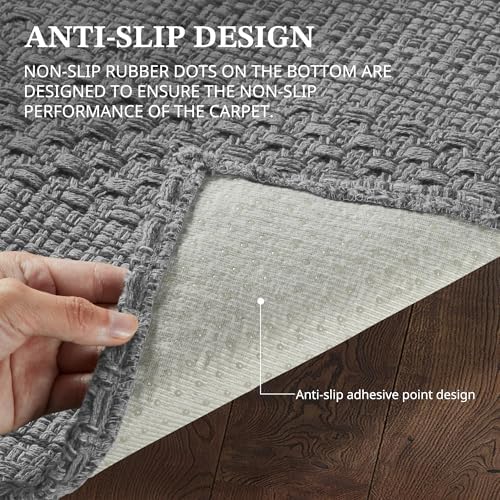 MatEssenz Kitchen Rugs, Kitchen Mats for Floor, Machine Washable Rugs 20"x30"+20"x48" Boho Style, Anti-Skid TPR Backing for Kitchen, Laundry, Durable, Easy Clean Spring & Everyday Use - Grey - Image 5